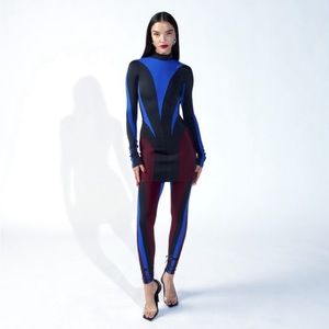 HM H&M x MUGLER Spiral-paneled Mini Dress Blue and Black size 8